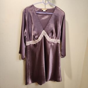 SENSARA Satin Quarte Sleeves Lilac night gown size XL